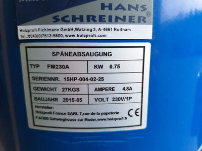 Absaugung Hans Schreiner FM230A gebraucht