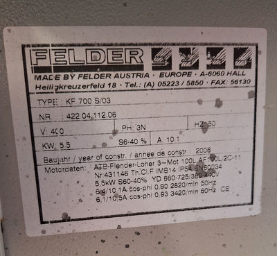Formatkreissge Frse  Felder KF700S/03 gebraucht
