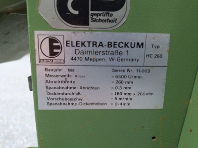 AD-Hobelmaschine Elektra Beckum HC260 gebraucht
