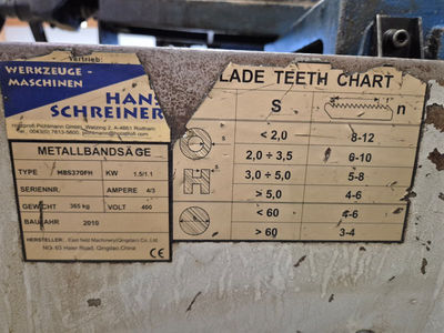 Metallbands�ge Hans Schreiner MBS370FH gebraucht